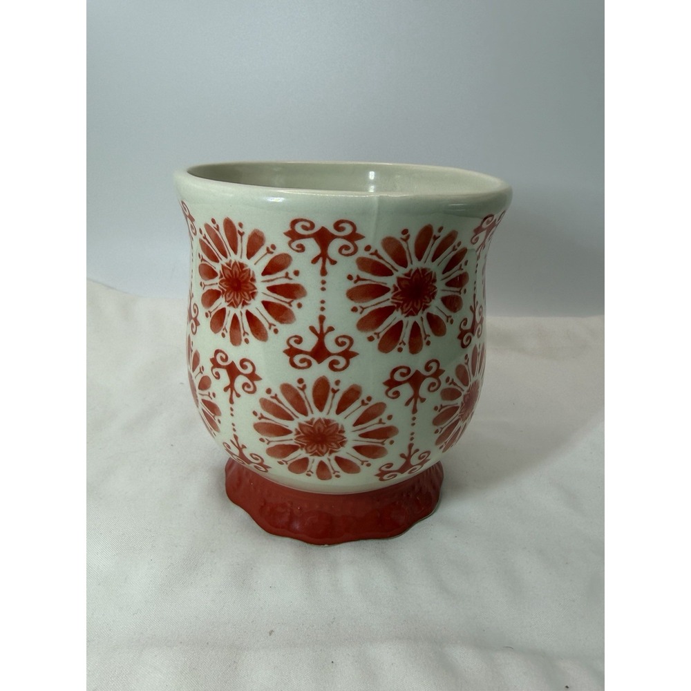 Pioneer Woman Mug Red Floral Burst Oversize Footed Stoneware CoffeeTea Cup 19oz - Picture 3 of 7